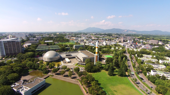 つくば市中心地区からエクスポセンター・筑波山方面の空撮写真