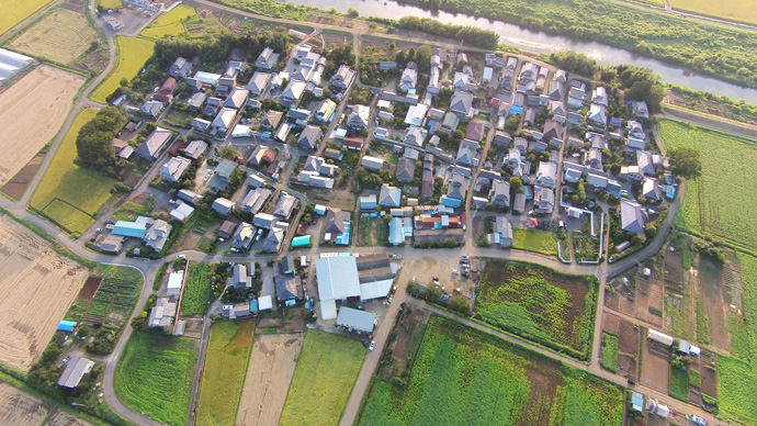 田園地帯の集落：つくば市